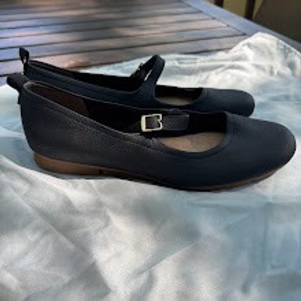 Dr Scholls Feel Good Flex Mary Jane Flats Black Buckle Shoes Size 9.5M